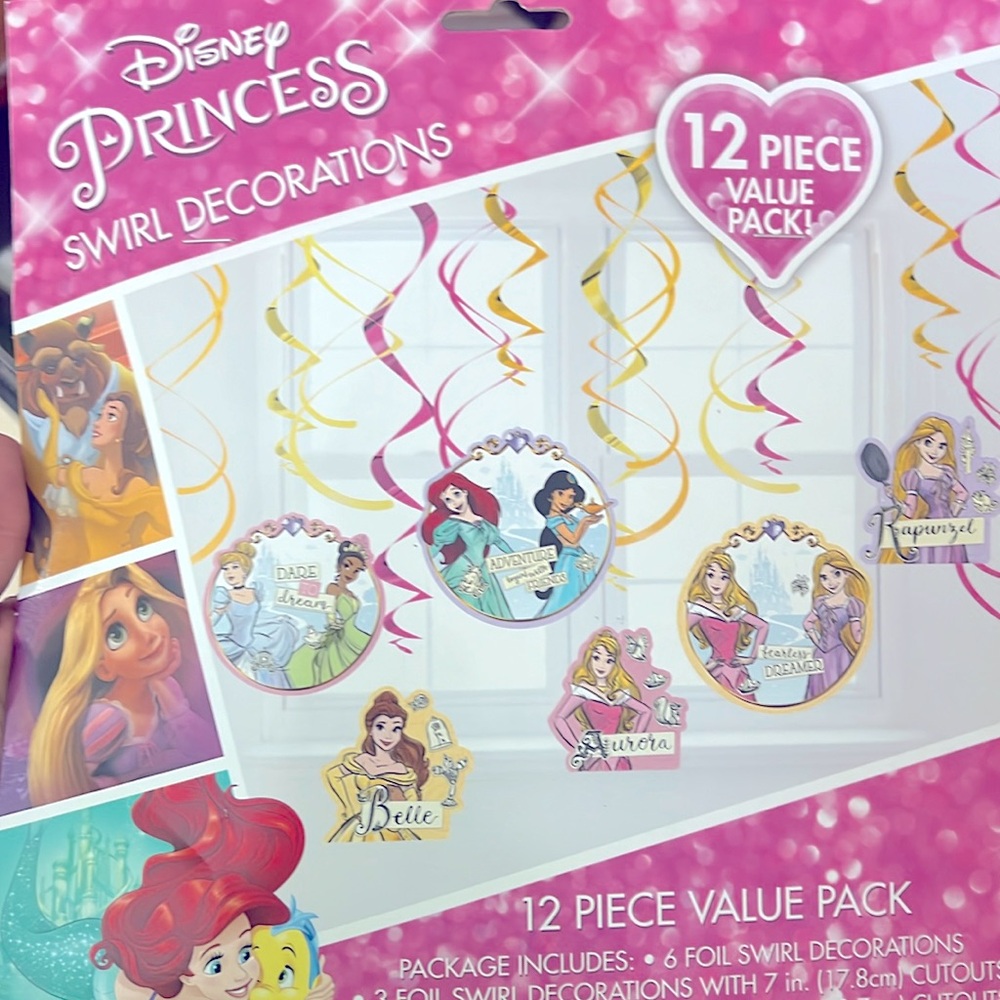 Disney Swirl Decorations perfect for a princess birthday party